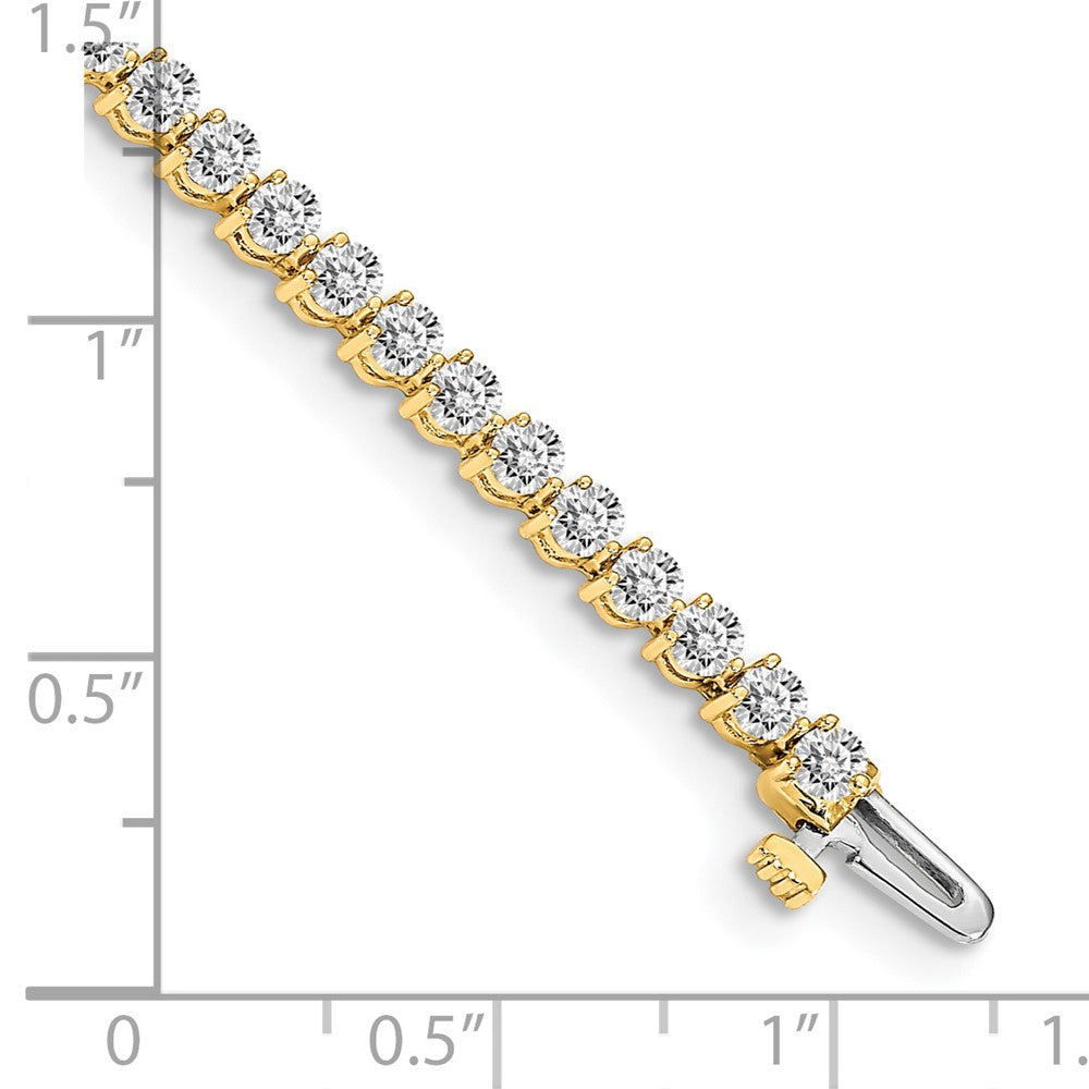14K Yellow Gold Complete 2.4 Carat Round Aa Diamond 3 Prong 7 Inch Tennis Bracelet