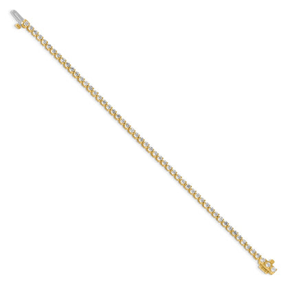 14K Yellow Gold Complete 3.3 Carat Round Aa Diamond 3 Prong 7 Inch Tennis Bracelet