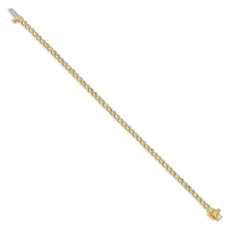 14K Yellow Gold Complete 3.3 Carat Round Vs Diamond 3 Prong 7 Inch Tennis Bracelet