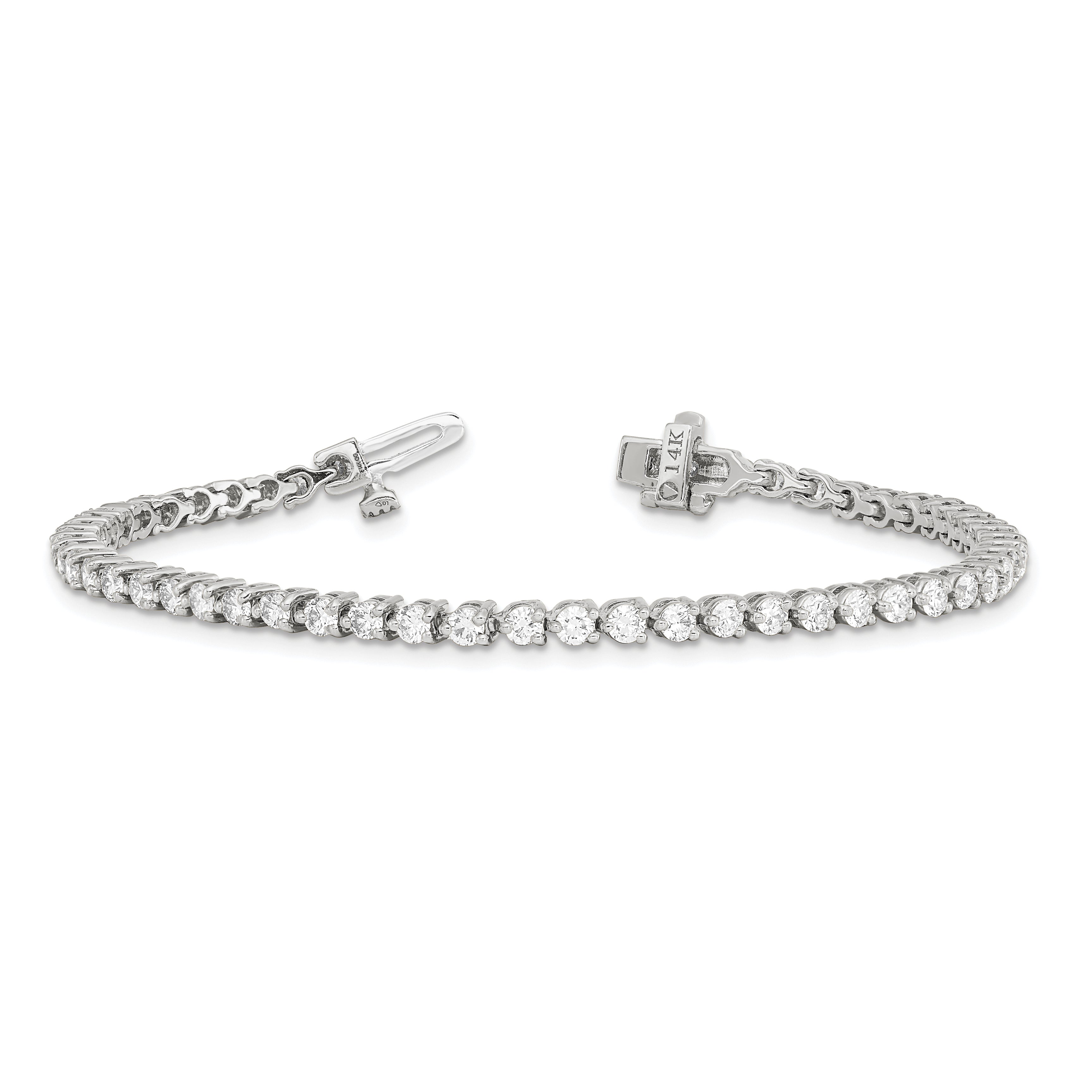 14K White Gold True Origin 2 3/4 Carat Lab Grown Diamond Vs D E F Tennis Bracelet