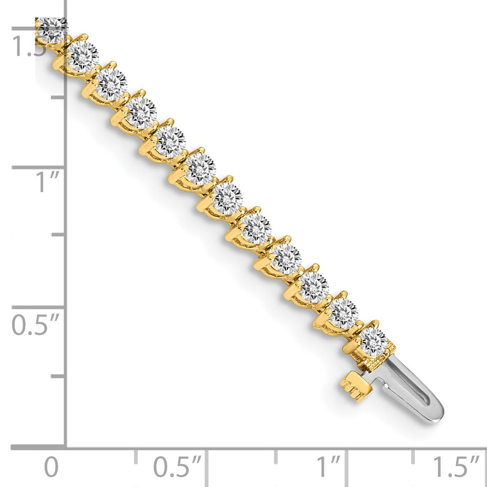 14K Yellow Gold Complete 4.3 Carat Round Aa Diamond 3 Prong 7 Inch Tennis Bracelet