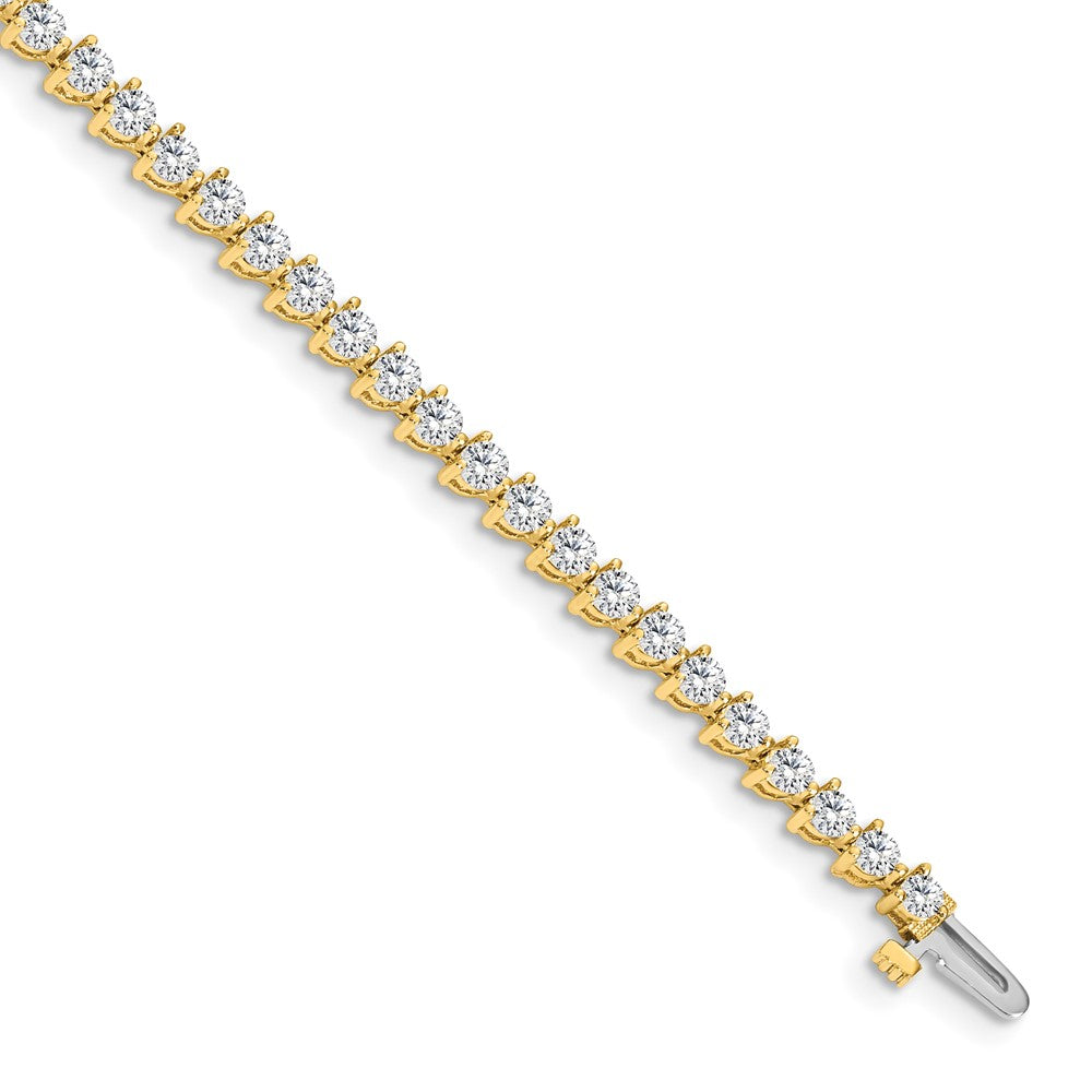 14K Yellow Gold Complete 4.3 Carat Round Aa Diamond 3 Prong 7 Inch Tennis Bracelet