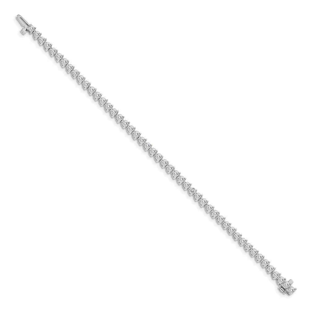 14K White Gold Complete 4.3 Carat Round Aaa Diamond 3 Prong 7 Inch Tennis Bracelet