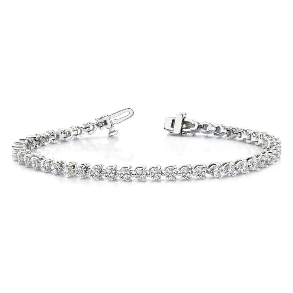14K White Gold Complete 4.3 Carat Round Aaa Diamond 3 Prong 7 Inch Tennis Bracelet