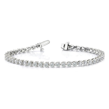 14K White Gold Complete 4.3 Carat Round Aaa Diamond 3 Prong 7 Inch Tennis Bracelet