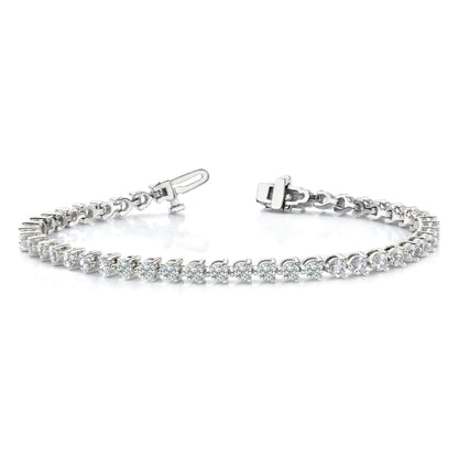 14K White Gold Complete 4.3 Carat Round Aa Diamond 3 Prong 7 Inch Tennis Bracelet