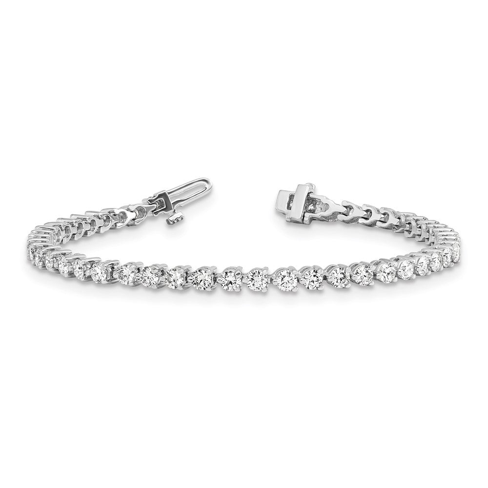 14K White Gold Complete 4.73 Carat Round A Diamond 3 Prong 7 Inch Tennis Bracelet