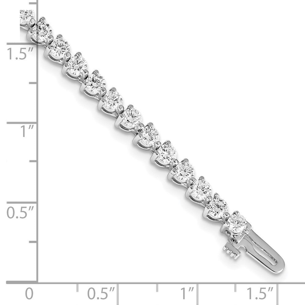 14K White Gold Complete 4.73 Carat Round A Diamond 3 Prong 7 Inch Tennis Bracelet