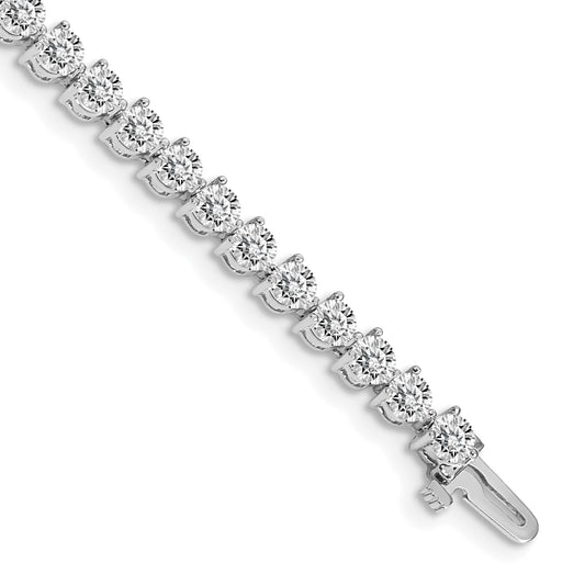 14K White Gold Complete 7 Carat Round Vs Diamond 3 Prong Inch Tennis Bracelet