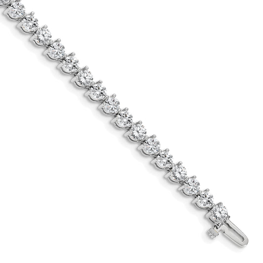 14K White Gold Complete 8.5 Carat Round A Diamond 3 Prong 7 Inch Tennis Bracelet