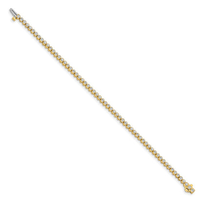 14K Yellow Gold Complete 2.13 Carat Round A Diamond 2 Prong 7 Inch Tennis Bracelet
