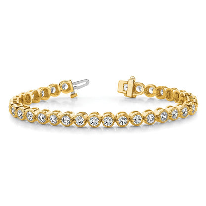 14K Yellow Gold Complete 2.13 Carat Round Aa Diamond 2 Prong 7 Inch Tennis Bracelet