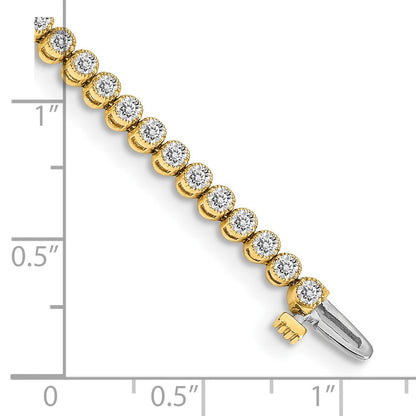 14K Yellow Gold Complete 2.13 Carat Round Aa Diamond 2 Prong 7 Inch Tennis Bracelet