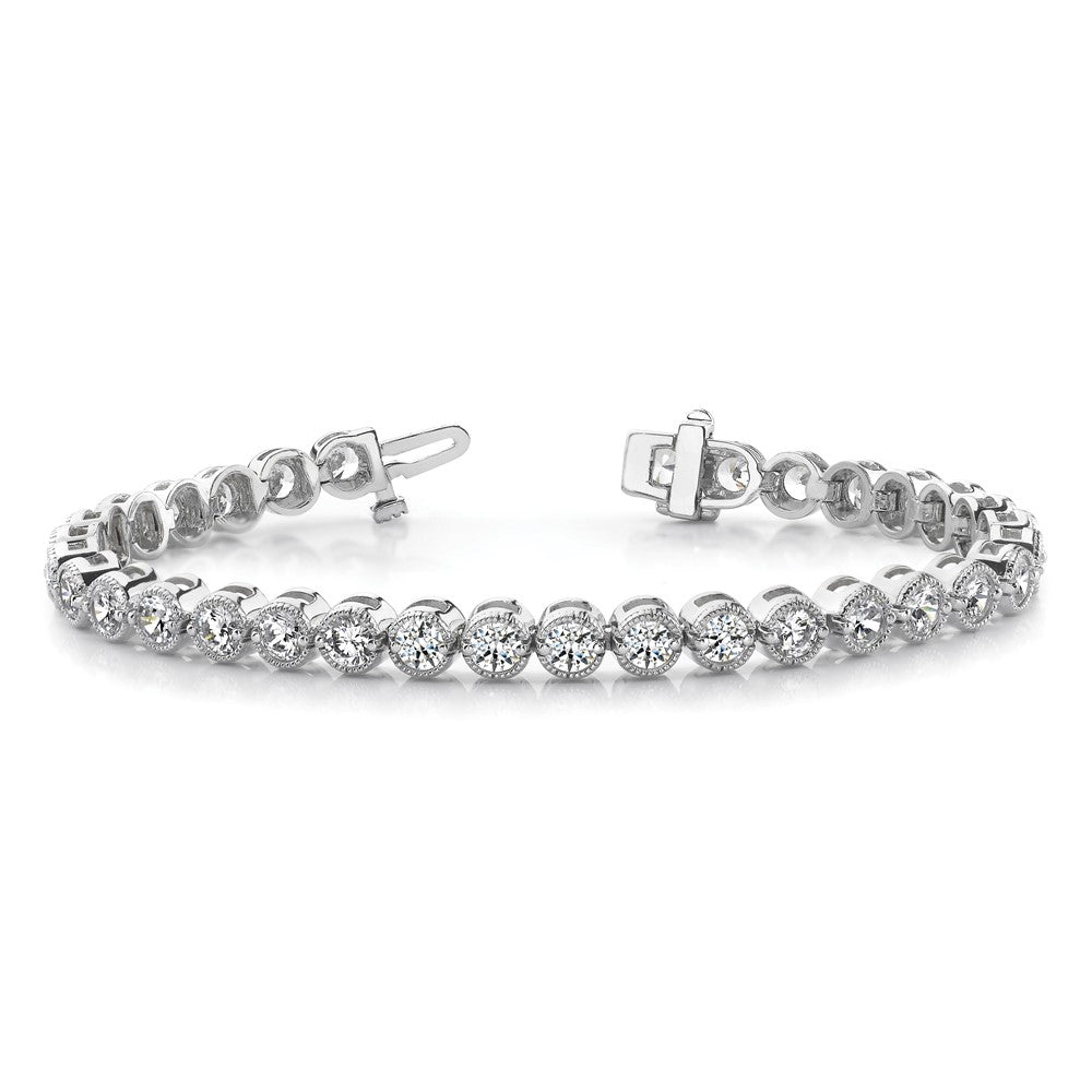 14K White Gold Complete 2.13 Carat Round Vs Diamond 2 Prong 7 Inch Tennis Bracelet