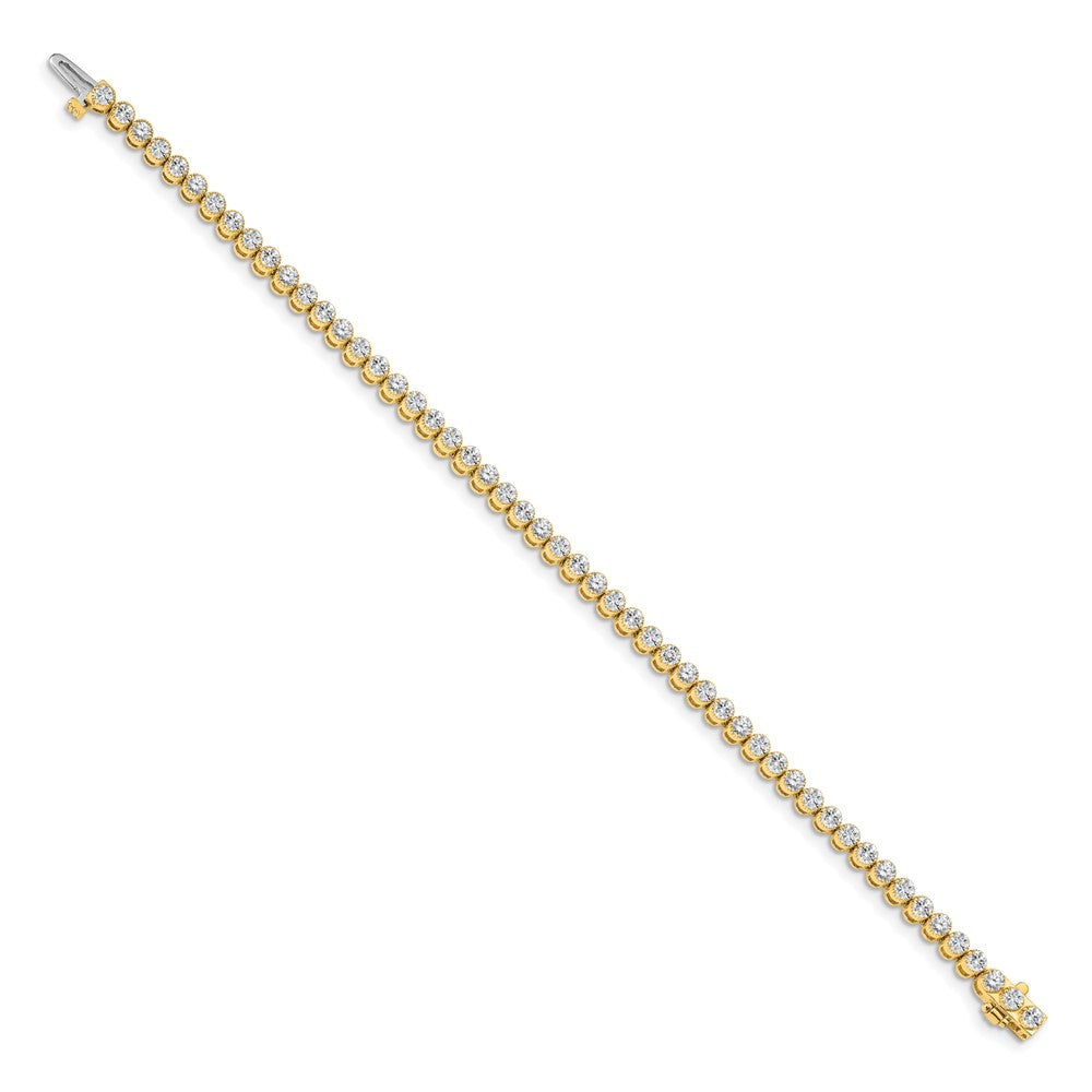 14K Yellow Gold Complete 3.06 Carat Round A Diamond 2 Prong 7 Inch Tennis Bracelet