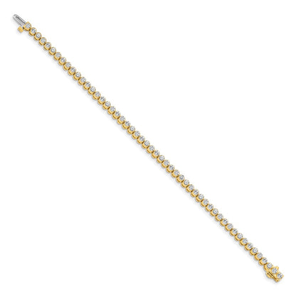 14K Yellow Gold Complete 3.06 Carat Round A Diamond 2 Prong 7 Inch Tennis Bracelet