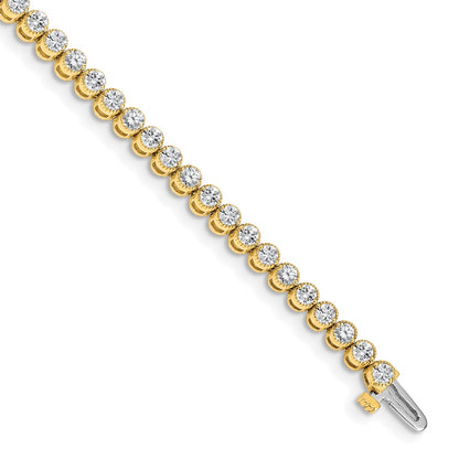 14K Yellow Gold Complete 3.06 Carat Round Vs Diamond 2 Prong 7 Inch Tennis Bracelet