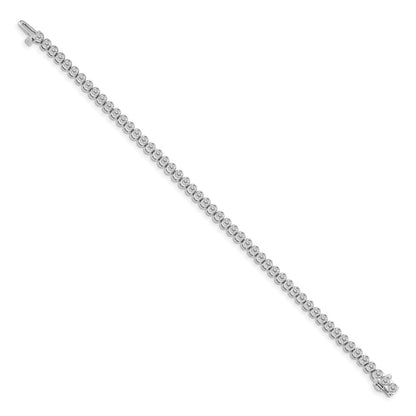 14K White Gold Complete 3.06 Carat Round A Diamond 2 Prong 7 Inch Tennis Bracelet