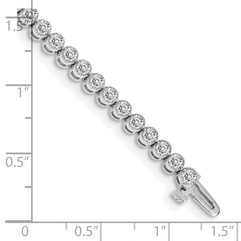 14K White Gold Complete 3.06 Carat Round A Diamond 2 Prong 7 Inch Tennis Bracelet