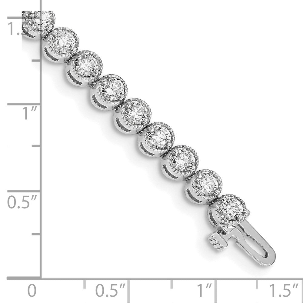 14K White Gold Complete 5 Carat Round A Diamond 2 Prong 7 Inch Tennis Bracelet
