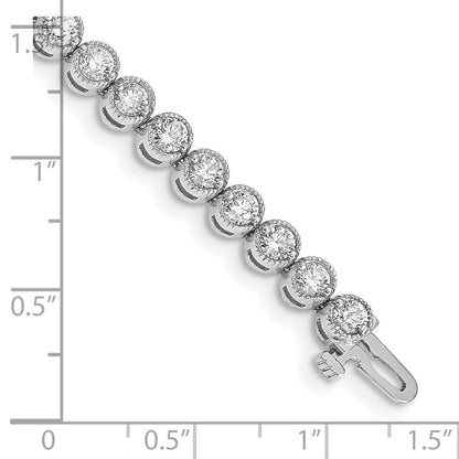 14K White Gold Complete 5 Carat Round A Diamond 2 Prong 7 Inch Tennis Bracelet