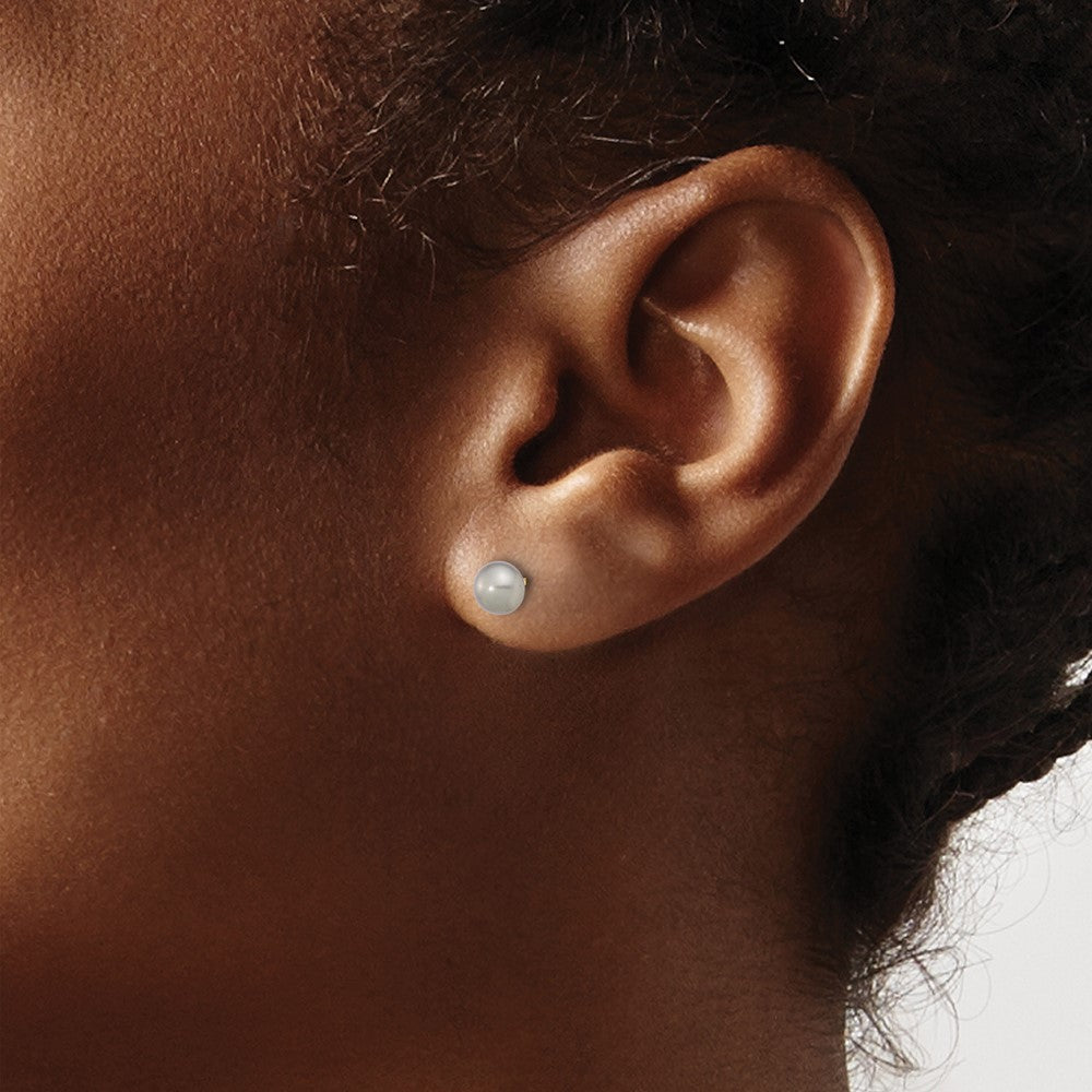14K Yellow Gold 4-5mm Grey Button Fwc Pearl Stud Post Earrings