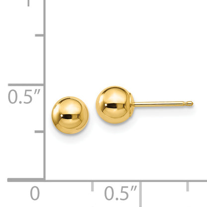 14K Yellow Gold Polished 5mm Ball Post Earrings