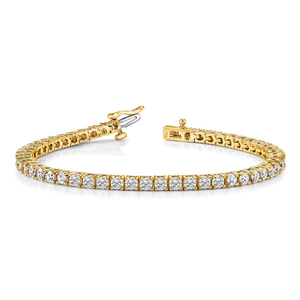 14K Yellow Gold Complete 1.84 Carat Round Aaa Diamond 4 Prong 7 Inch Tennis Bracelet