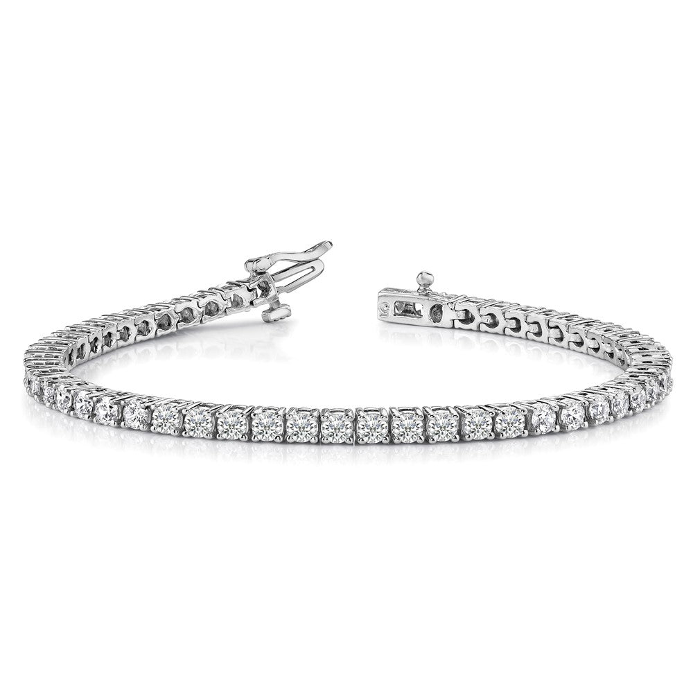 14K White Gold Complete 1.84 Carat Round A Diamond 4 Prong 7 Inch Tennis Bracelet
