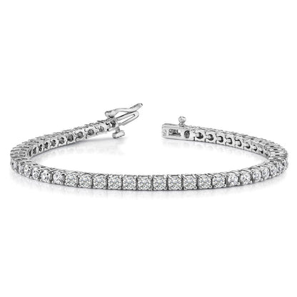 14K White Gold Complete 1.84 Carat Round A Diamond 4 Prong 7 Inch Tennis Bracelet