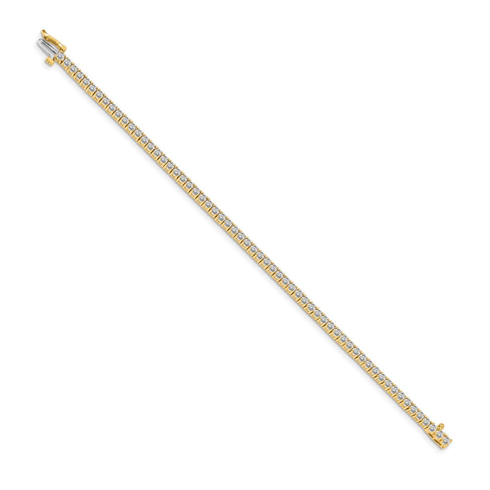 14K Yellow Gold Complete 3.05 Carat Round Aa Diamond 4 Prong 7 Inch Tennis Bracelet