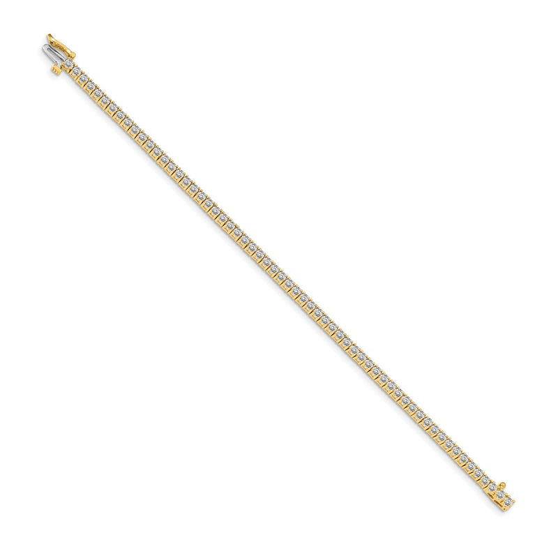 14K Yellow Gold Complete 3.05 Carat Round Aa Diamond 4 Prong 7 Inch Tennis Bracelet