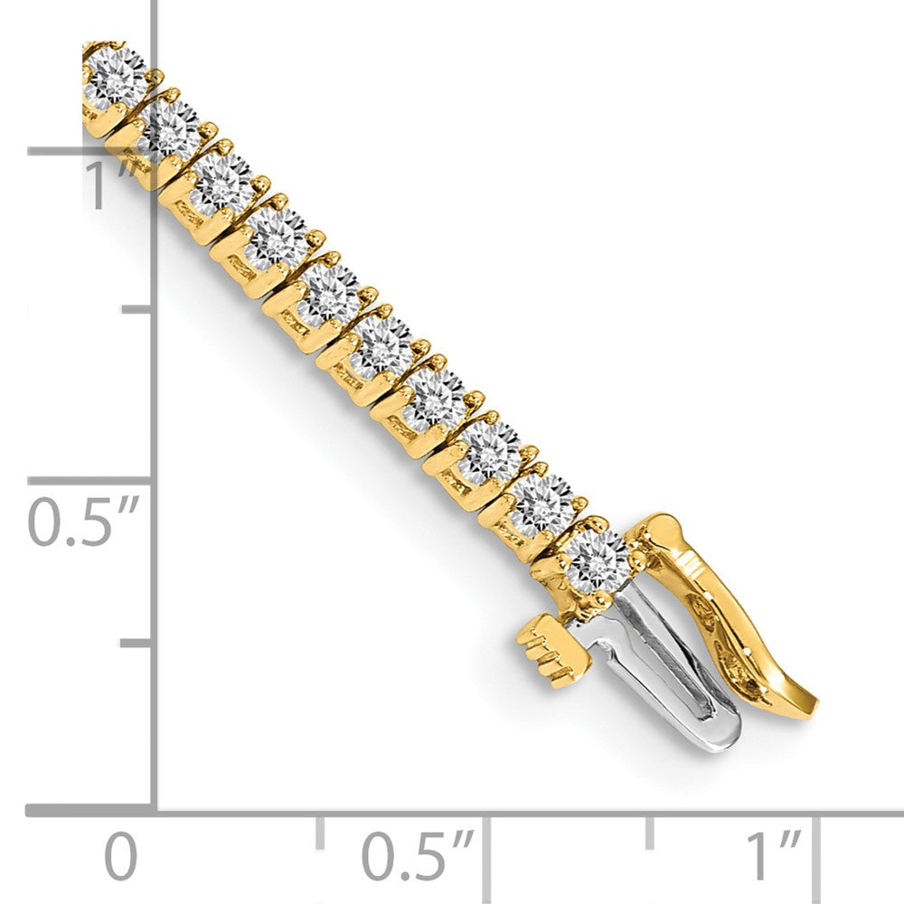 14K Yellow Gold Complete 3.05 Carat Round A Diamond 4 Prong 7 Inch Tennis Bracelet