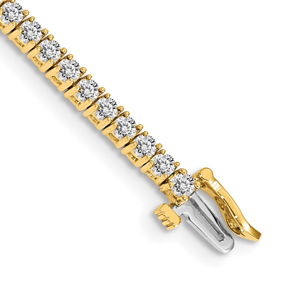 14K Yellow Gold Complete 3.05 Carat Round Aa Diamond 4 Prong 7 Inch Tennis Bracelet