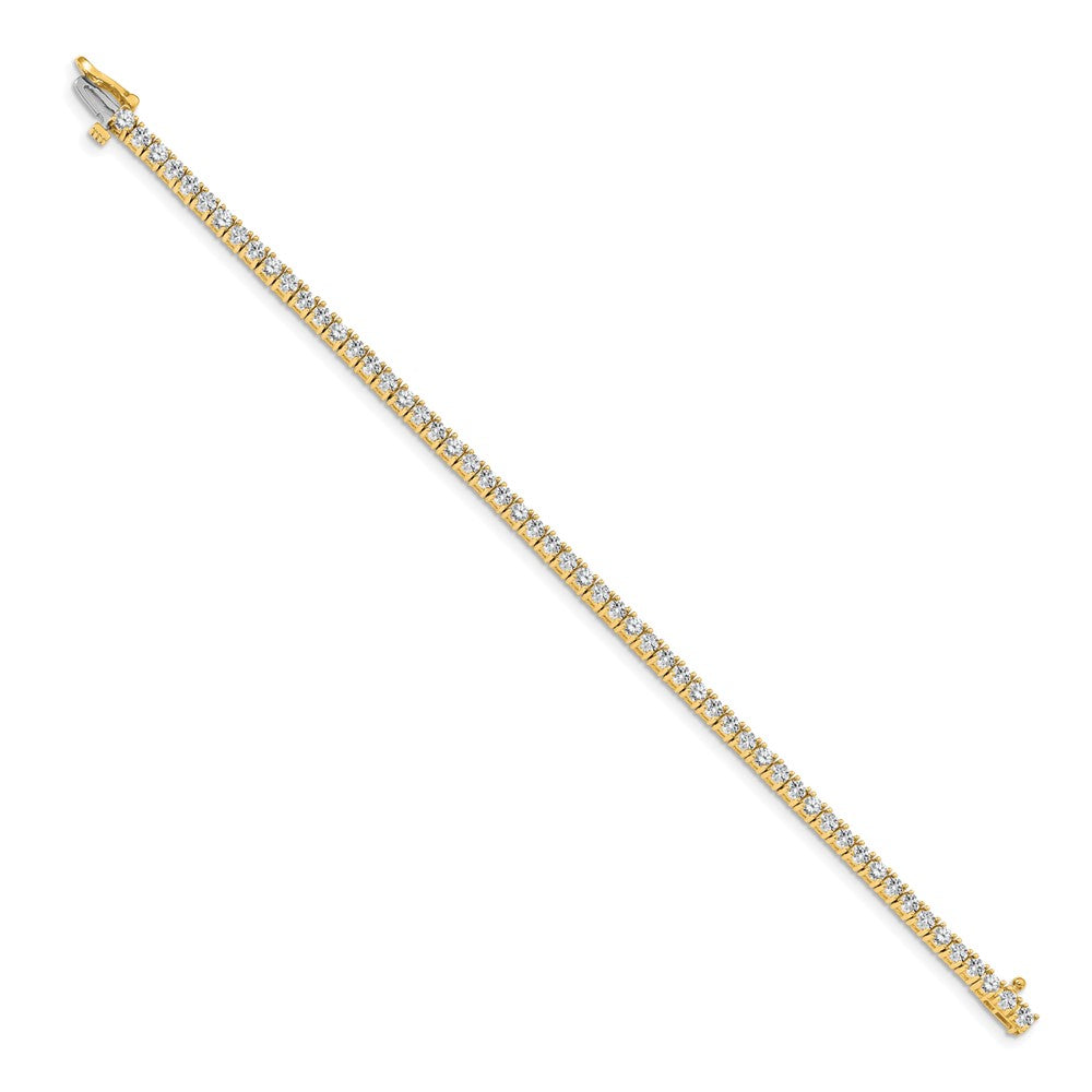 14K Yellow Gold Complete 3.92 Carat Round A Diamond 4 Prong 7 Inch Tennis Bracelet