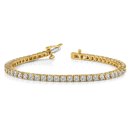 14K Yellow Gold Complete 3.92 Carat Round Vs Diamond 4 Prong 7 Inch Tennis Bracelet
