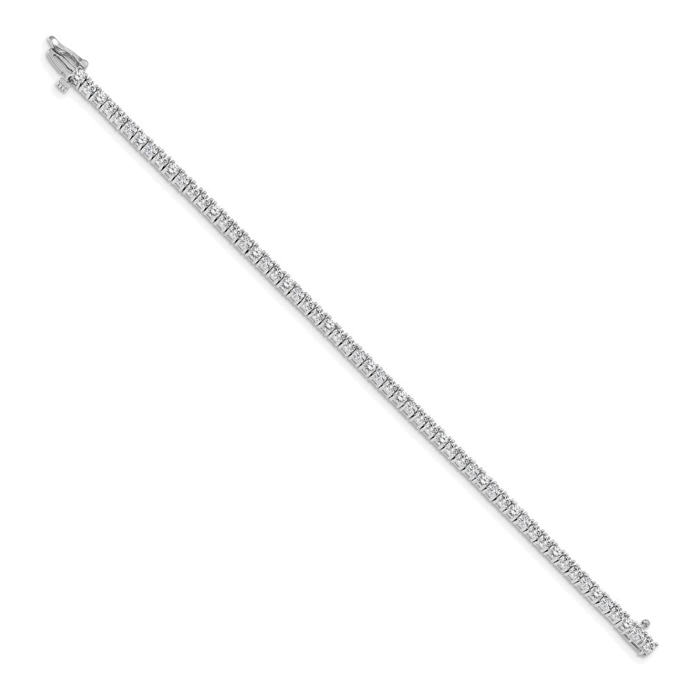 14K White Gold Complete 3.92 Carat Round A Diamond 4 Prong 7 Inch Tennis Bracelet