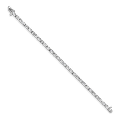 14K White Gold Complete 3.92 Carat Round A Diamond 4 Prong 7 Inch Tennis Bracelet