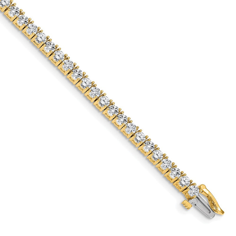 14K Yellow Gold Complete 4.92 Carat Round A Diamond 4 Prong 7 Inch Tennis Bracelet