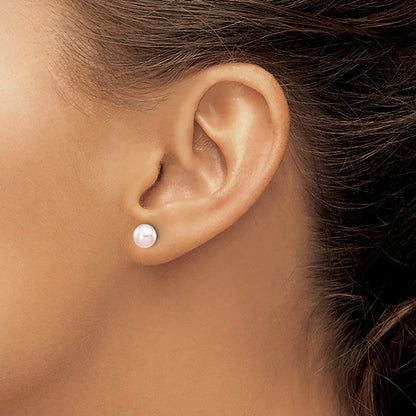 14K Yellow Gold 6-7mm Purple Button Freshwater Cultured Pearl Stud Post Earrings