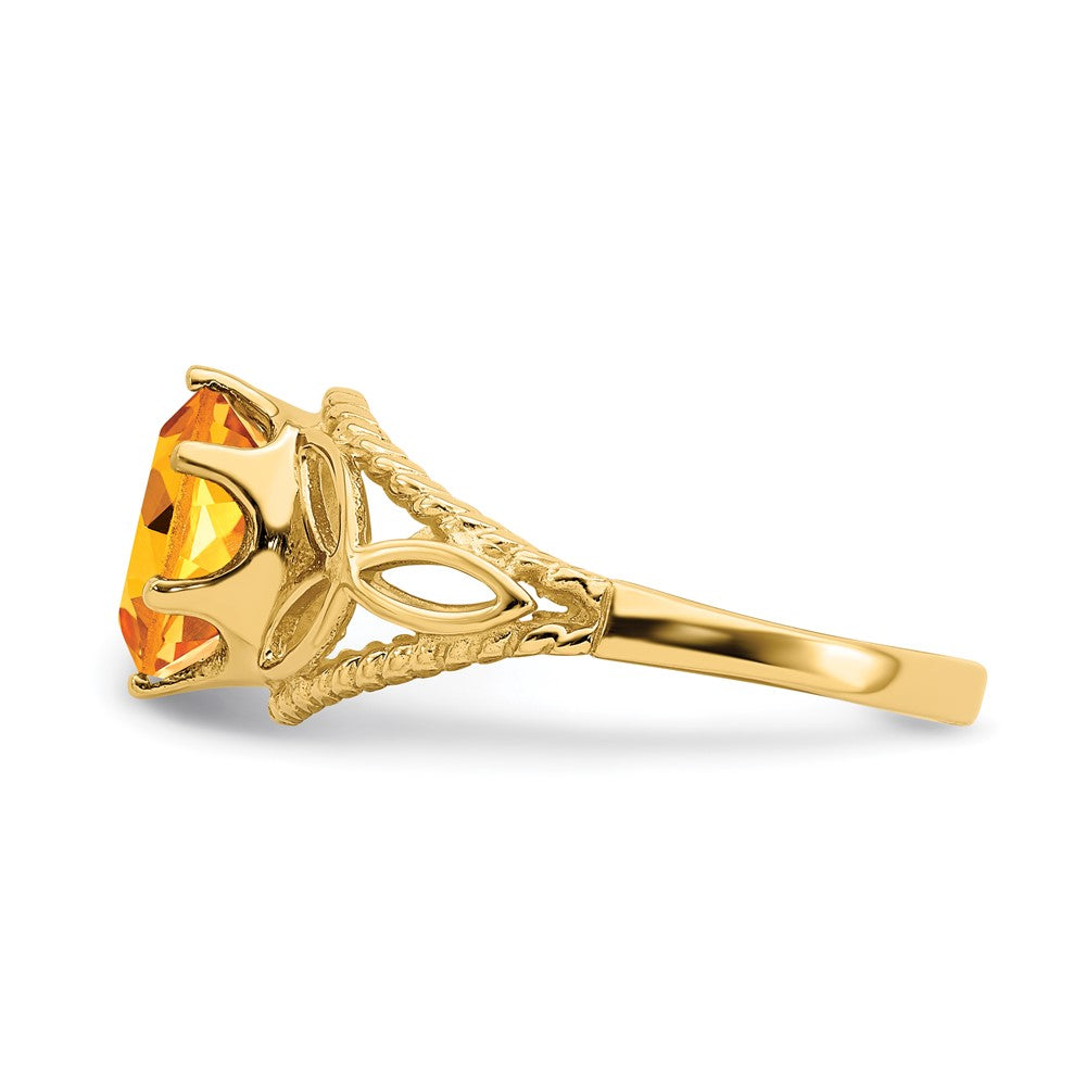 14K Yellow Gold 8x6mm Oval Citrine Checker ring