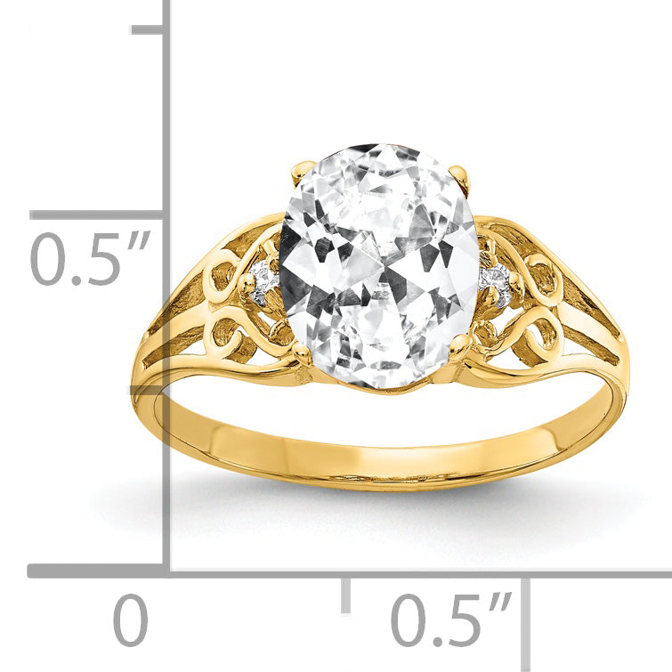 14K Yellow Gold 9x7mm Oval Cubic Zirconia A Real Diamond ring