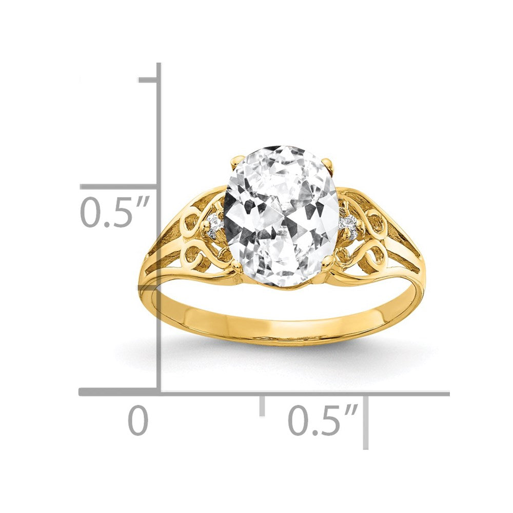 Solid 14k Yellow Gold 9x7mm Oval Cubic Zirconia AAA Simulated CZ Ring