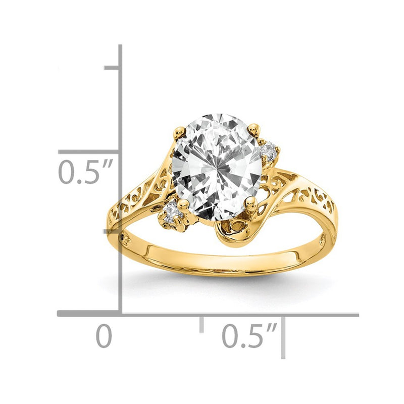 Solid 14k Yellow Gold 9x7mm Oval Cubic Zirconia AA Simulated CZ Ring