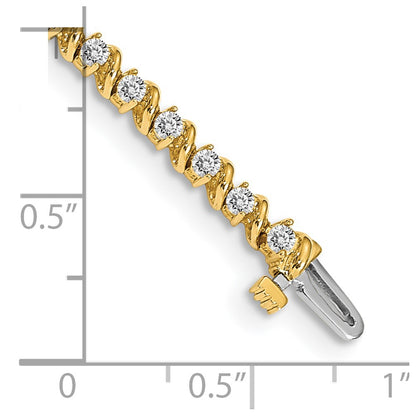 14K Yellow Gold Complete 2 Carat Round Vs Diamond Swirled Prong 7 Inch Tennis Bracelet