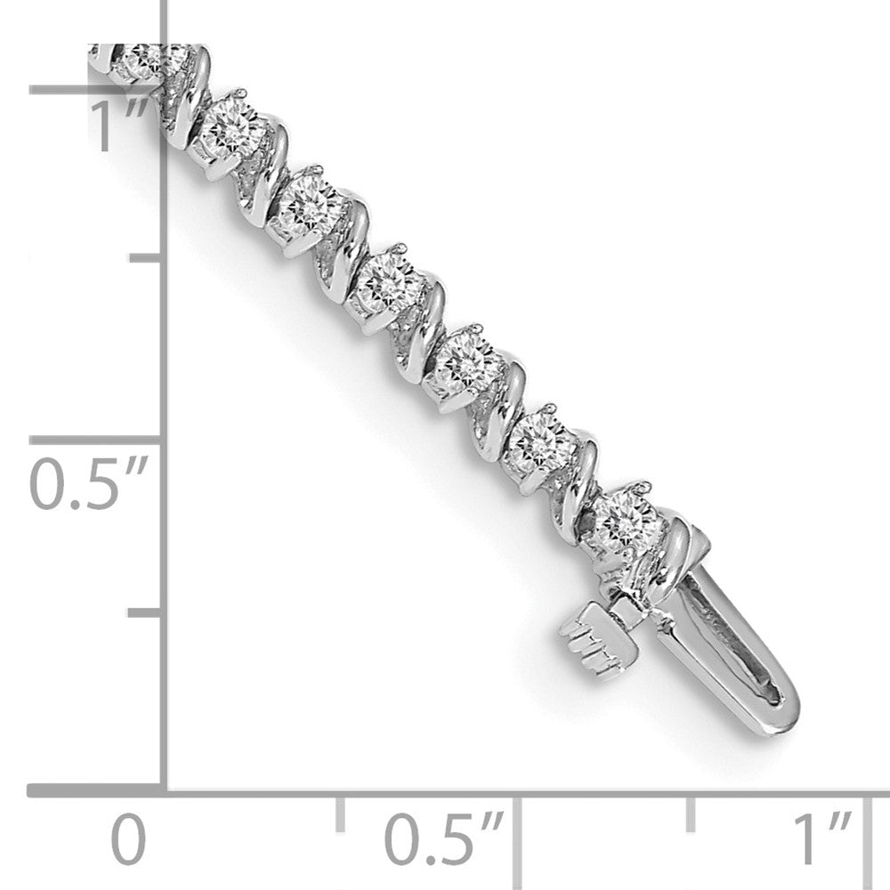 14K White Gold Complete 2 Carat Round A Diamond Swirled Prong 7 Inch Tennis Bracelet