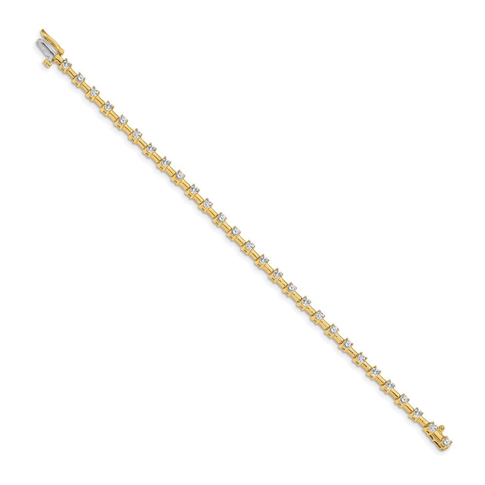 14K Yellow Gold Complete 2 Carat Round A Diamond Bar Link 7 Inch Tennis Bracelet