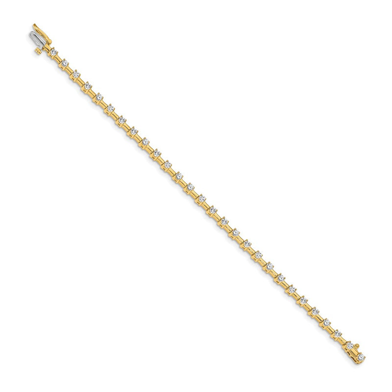 14K Yellow Gold Complete 2 Carat Round Aaa Diamond Bar Link 7 Inch Tennis Bracelet
