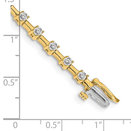 14K Yellow Gold Complete 2 Carat Round A Diamond Bar Link 7 Inch Tennis Bracelet