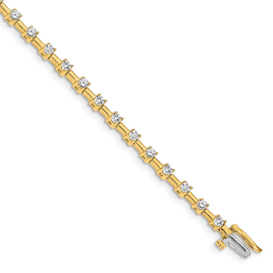 14K Yellow Gold Complete 2 Carat Round Vs Diamond Bar Link 7 Inch Tennis Bracelet